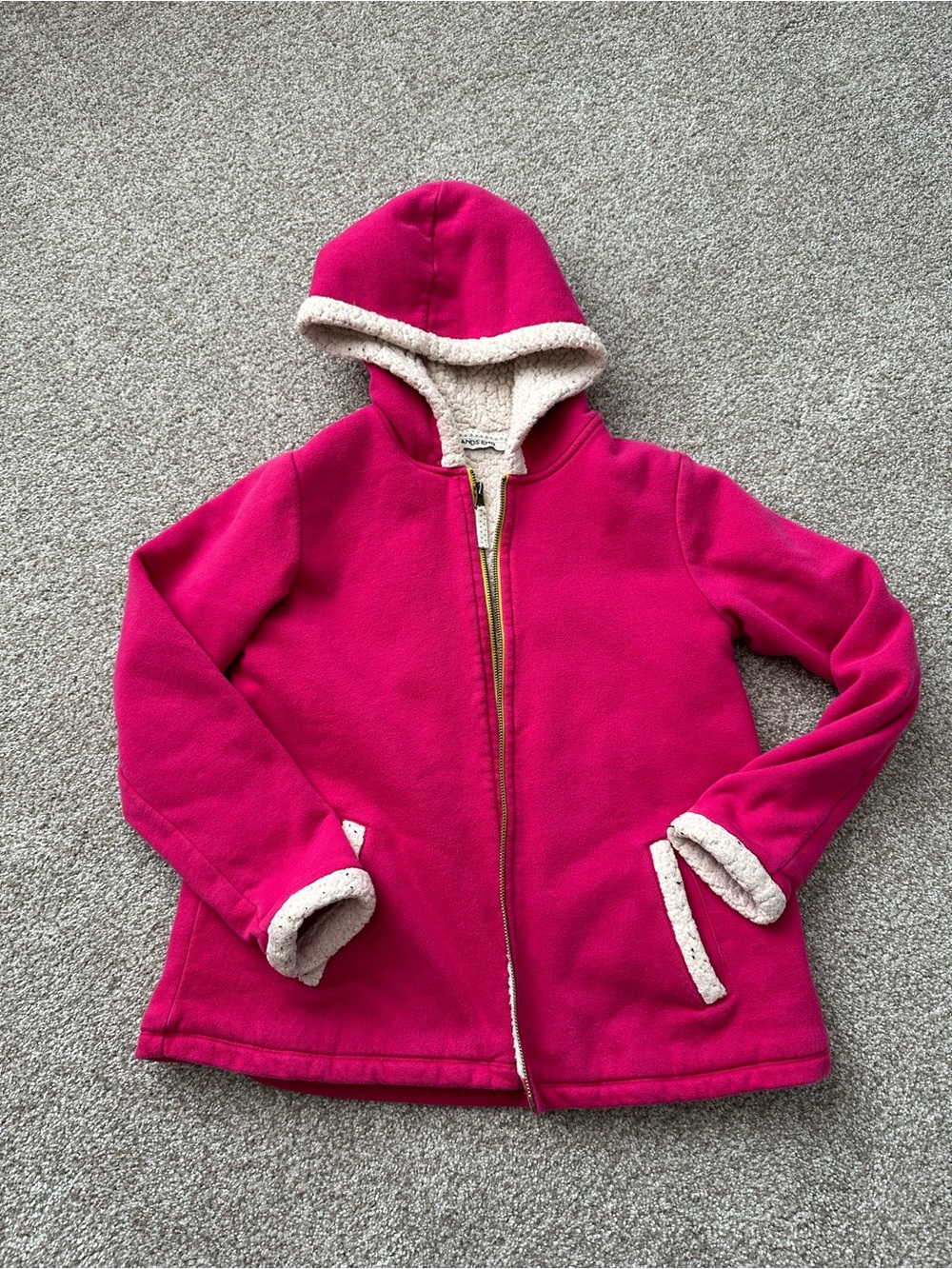 Lands' End Girls' Bright Fuchsia Sherpa-Lined Hooded Zip Jacket